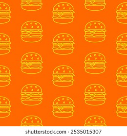 doodle burger pattern background. doodle fast food burger seamless pattern background. seamless pattern of burger in doodle style. Cheese Burger or Hamburger.