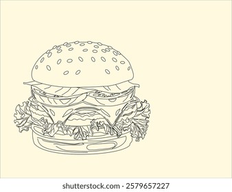 doodle burger pattern background. doodle fast food burger seamless pattern background. seamless pattern of hamburger in doodle style. Seamless Pattern of a Cheese Burger or Hamburger.