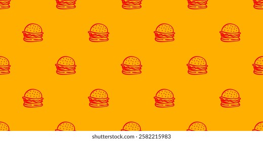 doodle burger pattern background. doodle fast food burger seamless pattern background. seamless pattern of burger in doodle style. Cheese Burger or hamburger pattern.