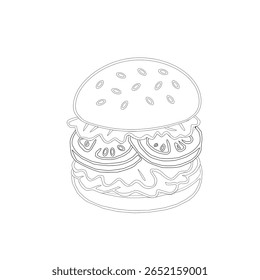 plano de fundo padrão de hambúrguer de doodle. plano de fundo padrão sem emenda de hambúrguer de fast food doodle. padrão sem emenda de hambúrguer em estilo de doodle. Padrão sem emenda de um hambúrguer ou hambúrguer de queijo