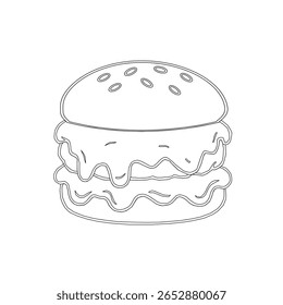 plano de fundo padrão de hambúrguer de doodle. plano de fundo padrão sem emenda de hambúrguer de fast food doodle. padrão sem emenda de hambúrguer em estilo de doodle. Padrão sem emenda de um hambúrguer ou hambúrguer de queijo