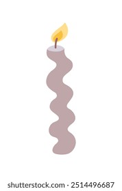 Doodle queimando a vela de estilo dopamina. Decoração de candlestick estética desenhada à mão isolada em fundo branco. Feriado, Dia dos Namorados, Aniversário, Natal, símbolo da igreja. Ilustração festiva vetorial