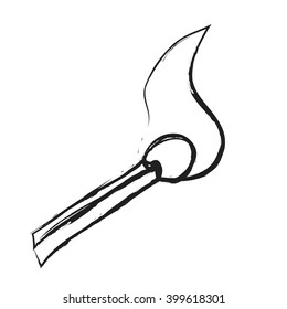 doodle burning match, vector icon illustration