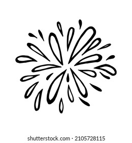 Doodle burst splash in vintage style on white background. Black vector hand drawn sketch illustration. Sun, starburst, sparkle, sunburst set. Line sparkle explosion. Marker handdrawn line. Retro spark