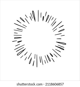 Doodle burst splash in vintage style. Black vector hand drawn sketch illustration.
