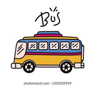 Doodle bus. Hand drawn school bus. 