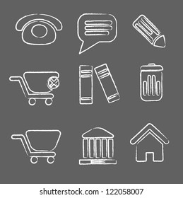 doodle busines, web icons set, vector
