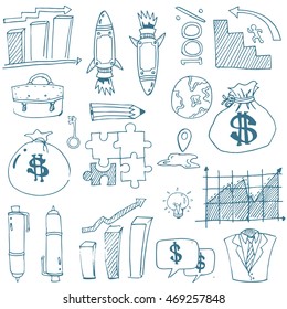 Doodle of business element vector art stock collection