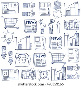 Doodle of business flat hand draw vector art illustration