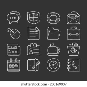 doodle business icon set