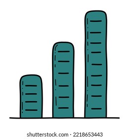 Doodle business infographic columns vector isolated illustration. Work life balance concept. Time management. Successful goals. CMS concept icons.