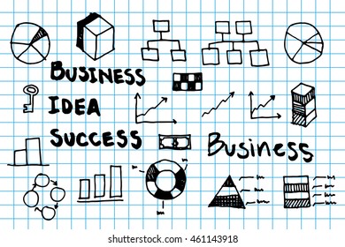 Doodle business infographics elements sketching vector illustration