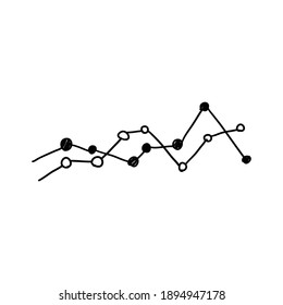 Doodle business line graph on white background vector illustration