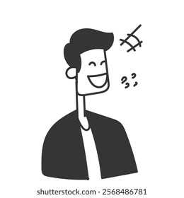 doodle business man avatar laughing illustration