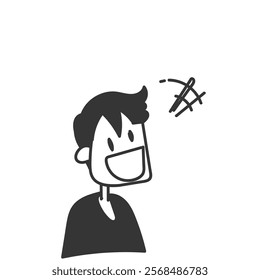 doodle business man avatar laughing illustration