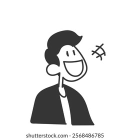 doodle business man avatar laughing illustration