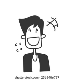 doodle business man avatar laughing illustration