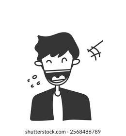 doodle business man avatar laughing illustration