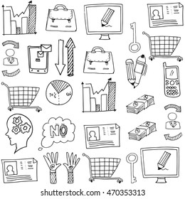 Doodle of business object vector art illustration