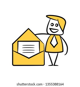 doodle businessman and envelope