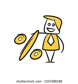 doodle businessman and percentage