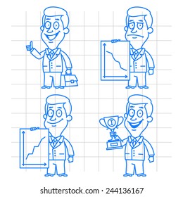 Doodle businessman success and failure