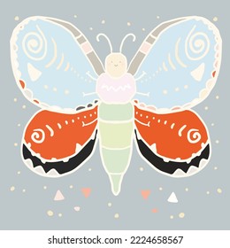 doodle  butterfly colorful vector background  
