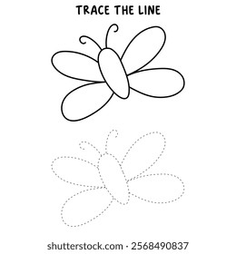 Doodle butterfly coloring pages spring worksheets printable for kids activity, Kindergarten and preschool. Trace and color butterfly worksheets. 