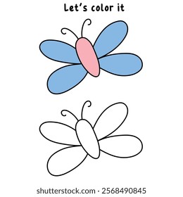 Doodle butterfly coloring pages spring worksheets printable for kids activity, Kindergarten and preschool. Trace and color butterfly worksheets. 