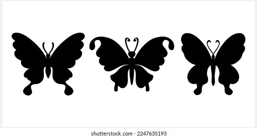 Doodle butterfly icon. Hand drawn stencil. Engraving insect animal. Vector stock illustration. EPS 10