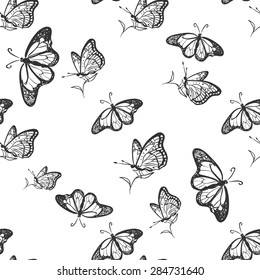 Doodle Butterfly Pattern, Excellent Vector Illustration, EPS 10