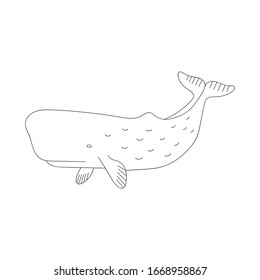 Doodle cachalot for coloring.Sea animals for children 's coloring pages.Hand drawn vector illustration isolated on white background