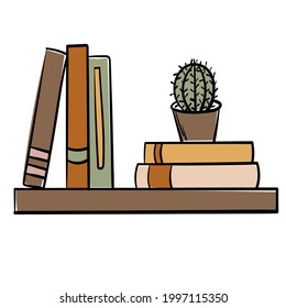Doodle Cactus Book Wall Shelf Sticker