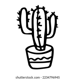 Doodle cactus. Hand-drawn houseplant. Vector illustration