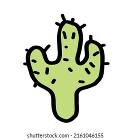 Doodle cactus icon. Drawn cactus.

