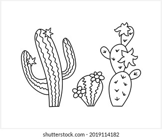 Doodle cactus icon isolated on white. Sketch vector stock illustration. EPS 10