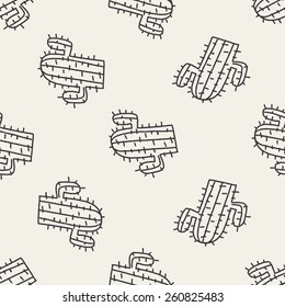 doodle cactus seamless pattern background