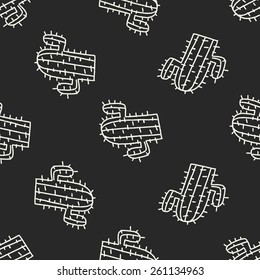 doodle cactus seamless pattern background