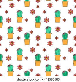 doodle cactus seamless pattern background tree pattern background