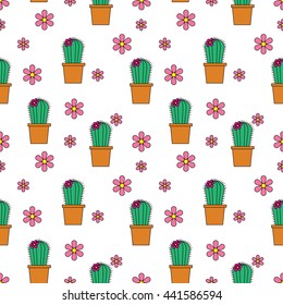doodle cactus seamless pattern background tree pattern background