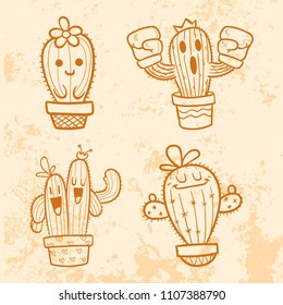doodle cactus vector cartoon