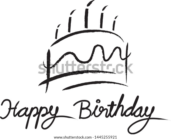 Gateau Aux Gribouillis Et Joyeux Anniversaire Image Vectorielle De Stock Libre De Droits