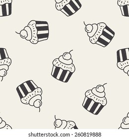 doodle cake seamless pattern background
