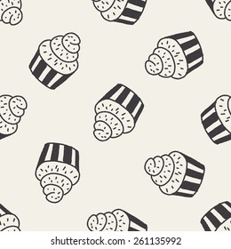 doodle cake seamless pattern background