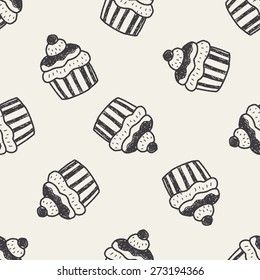 doodle cake seamless pattern background