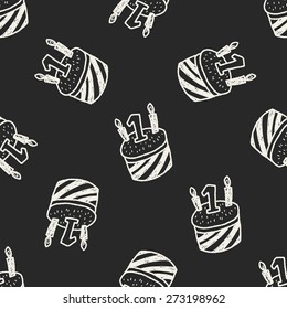 doodle cake seamless pattern background