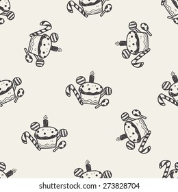 doodle cake seamless pattern background