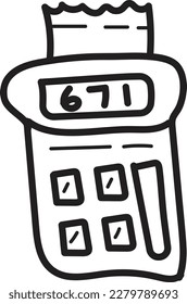 esquema de icono de cálculo de doodle vector