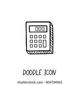 Doodle Calculator Icon. Vector Pictogram.