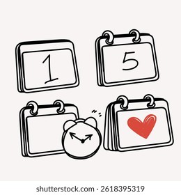 doodle calendar icon related collection illustration